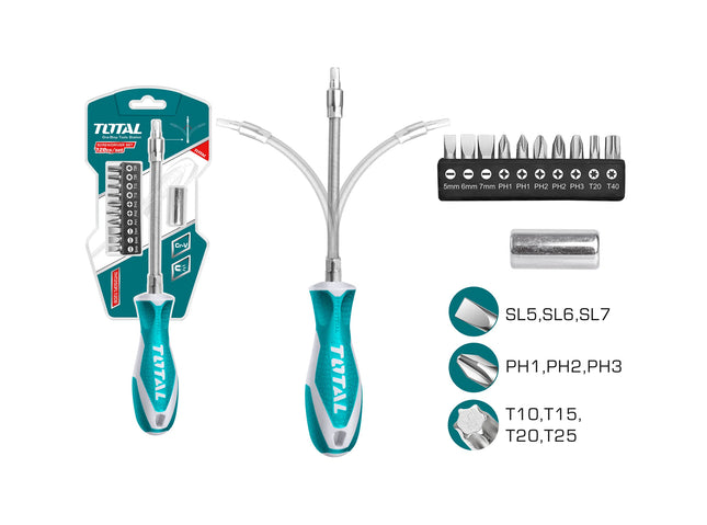 طقم مفكات فلكسبل – 12 قطعة Total THT250FL1206