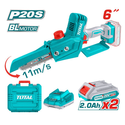 Total TGSLI20686 6-Inch Cordless Chainsaw with 2 x 2Ah Batteries and Charger