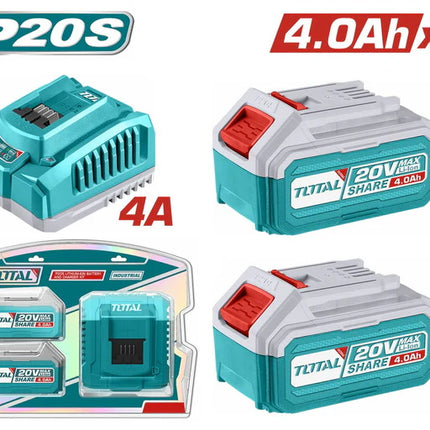 Total TFBCPK1424 20V 4.0Ah Batteries (2-pack) with Fast Charger