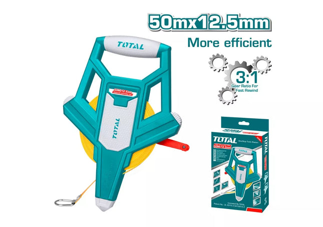 شريط قياس فيبر بطول 50 متر – كركر مساحة عملي ودقيق Total TMTF12506