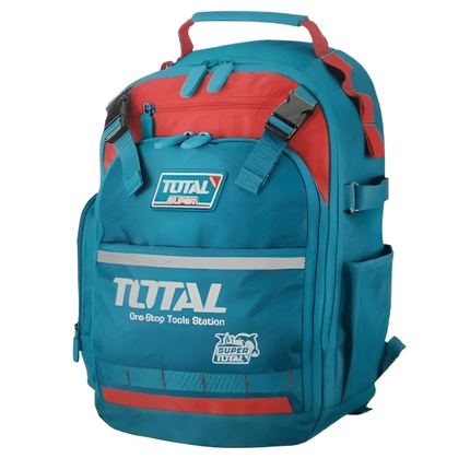 TOTAL Tools Backpack - Heavy Duty Design, Waterproof Hard Base, Multiple Inner Pockets, Padded Shoulder Straps