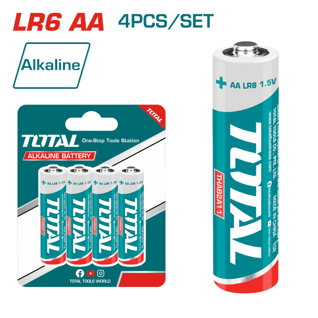 بطاريات قلوية AA – عدد 4 قطع Total THAB2A11