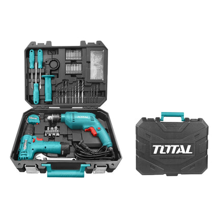 Total 680W Electric Drill Kit + 12V Cordless Drill + 119 Pieces THKTHP1192
