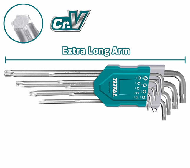 طقم مفاتيح Torx مشرنف طويل جدًا 9 قطع  Total THT106391
